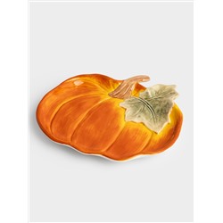 Блюдо, 22 см, керамика, оранжево-зеленое, Тыква, Bright pumpkin