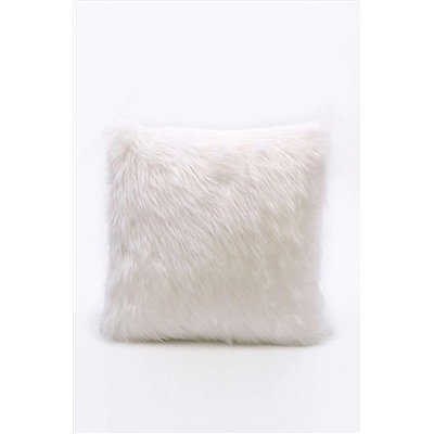Cango Home Peluş Kırlent Kılıfı - Beyaz Esnafali PLS001