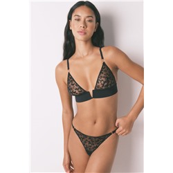 Tanga tul bordado metálico negro