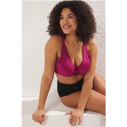 Mor Derin V Büzgülü Büyük Beden Bikini Üstü TBBSS23CT00011