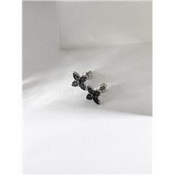 Серьги из серебра с натуральной шпинелью родированные LV-15-02