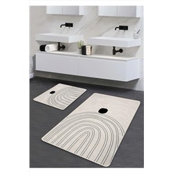 Pilloveland Kaymaz Taban Yıkanabilir 2’li Banyo Paspası - Ark Desenli 60*100 Cm - 50*60 Cm BM0177