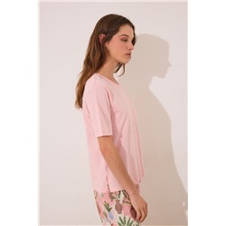 Pijama Capri 100% algodón rosa macetas