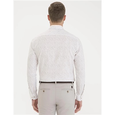 Bej Slim Fit Uzun Kollu Gömlek