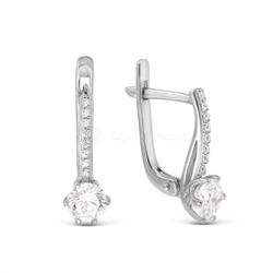 Серьги из серебра с фианитами родированные 925 пробы С-3213-Р