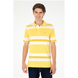 Erkek Regular Fit Polo Yaka Sarı Tişört