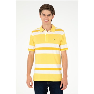 Erkek Regular Fit Polo Yaka Sarı Tişört