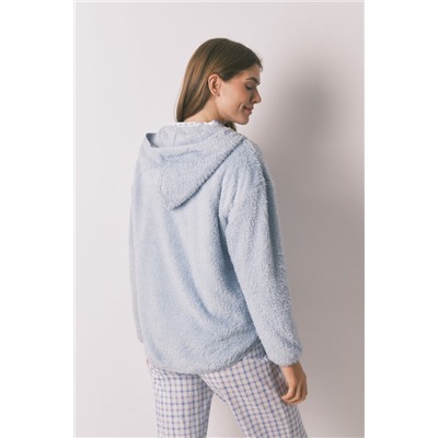 Bata corta tejido pelo azul lurex