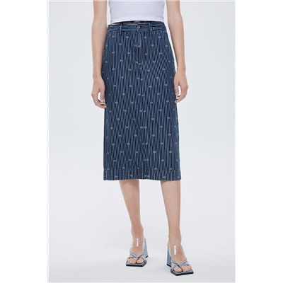 Falda midi de seda Azul noche