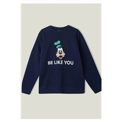 United Colors of BenettonErkek Çocuk Lacivert Disney Karakter Slogan Baskılı Sweatshirt