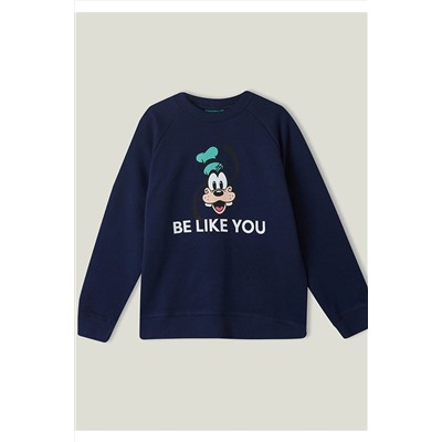 United Colors of BenettonErkek Çocuk Lacivert Disney Karakter Slogan Baskılı Sweatshirt