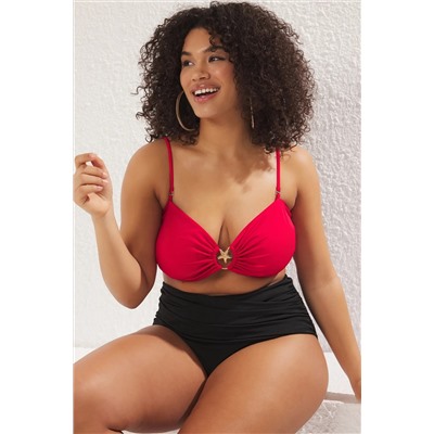 Kırmızı Straplez Premium Aksesuarlı Mix&Match Bikini Üstü TBBSS25CT00003