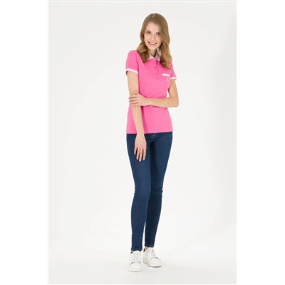 Kadın Pembe Polo Yaka Tişört