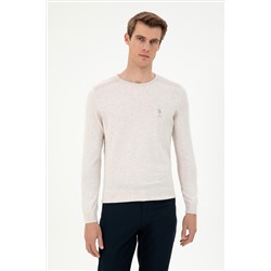 Erkek Slim Fit Bisiklet Yaka Taş Melanj Basic Kazak