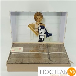 H2S783KBEJ Набор полотенец Tivolyo Home NATURAL SLIM тёмно-бежевый 2 предмета