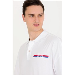 Erkek Beyaz Oversize Polo Yaka Tişört