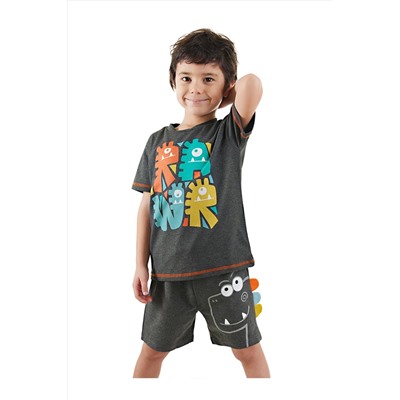 Denokids, Rawr Dino Erkek Çocuk Yazlık T-shirt Şort Takım