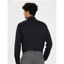 Siyah Slim Fit Uzun Kollu Basic Gömlek