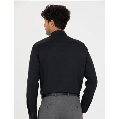 Siyah Slim Fit Uzun Kollu Basic Gömlek