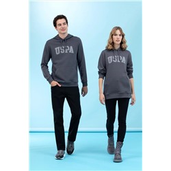 Antrasit Kapüşonlu Basic Sweatshirt