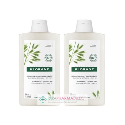 Klorane Avoine Shampoing Extra-Doux - Tous Types de Cheveux 2x400mlLot  × 2