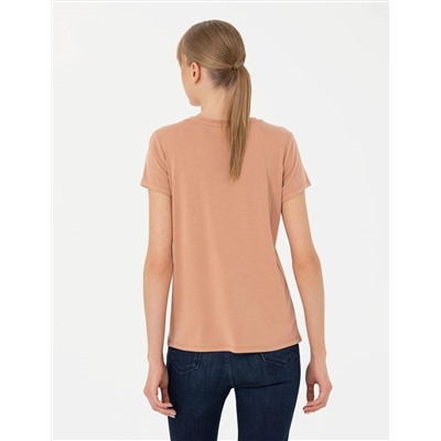 Kahverengi Regular Fit Basic Tişört
