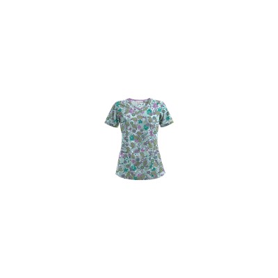 UA Perfect Paisley Pepperminty Print Scrub Top