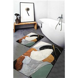 WOOLLY HOME COLLECTİON Tuval Desenli 2'li Halı Takımı (60x100/40x60) - Wlly1307 WLLY-BNY01307