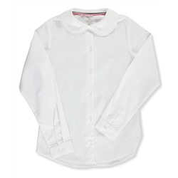 FRENCH TOAST BIG GIRLS’ L/S BLOUSE WITH LACE EDGING