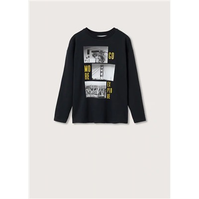 Camiseta manga larga estampada -  Niño | MANGO OUTLET España