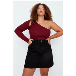 Siyah Yüksek Bel A Shape Denim Etek TBBAW23AZ00042