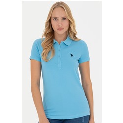 Kadın Turkuaz Basic Polo Yaka Tişört