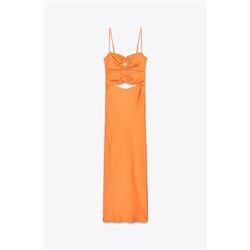 CUT-OUT SATIN MIDI DRESS