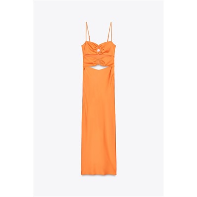 CUT-OUT SATIN MIDI DRESS