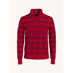 TOMMY HILFIGER ESSENTIAL STRIPE QUARTER-ZIP SWEATER