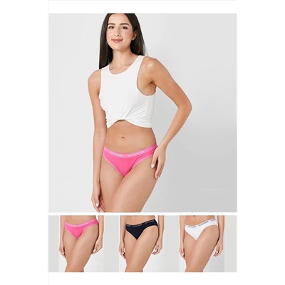 U.S. Polo Assn.Kadın Pamuklu Likralı 3'lü Paket Çok Renkli Slip Külot