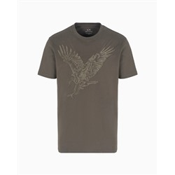 REGULAR FIT T-SHIRT WITH EAGLE EMBROIDERY IN ASV JERSEY