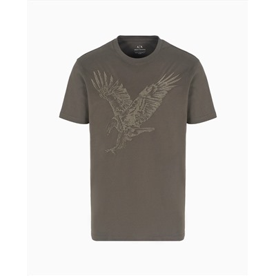 REGULAR FIT T-SHIRT WITH EAGLE EMBROIDERY IN ASV JERSEY