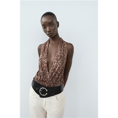 TULLE HALTER SCARF BODYSUIT