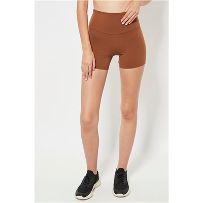 Mallas cortas cintura alta - Camel
