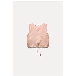 ZW COLLECTION 100% LINEN TOP WITH TIES