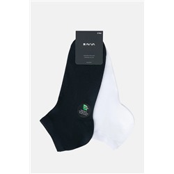 Avva Erkek Siyah-Beyaz 2'li Düz Sneaker Çorap B008507