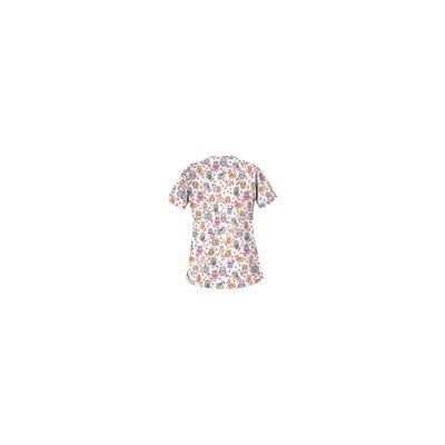 UA Who Done It White Print Scrub Top