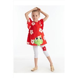 Denokids Frog Kırmızı Beyaz Kız Tunik Takım CFF-20Y1-045