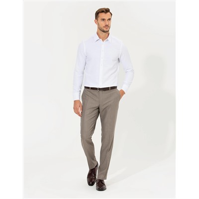 Beyaz Slim Fit Armürlü Klasik Gömlek