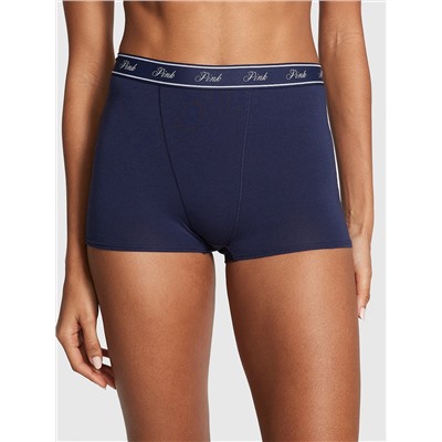 Logo Cotton Shimmer High-Waist Boyshort Panty