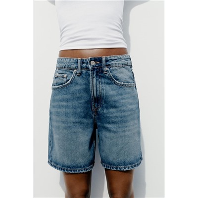 TRF MID-RISE DENIM BERMUDA SHORTS