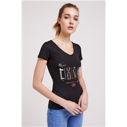 Lee Cooper Kadın Love V Yaka T-Shirt Siyah 202 LCF 242006