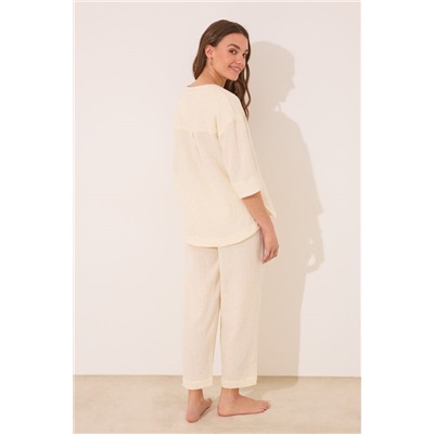 Pijama camisero muselina 100% algodón blanco