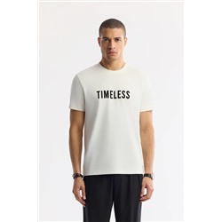 Avva, Erkek Ekru Bisiklet Yaka Baskılı Bi Stretch Interlok T-shirt A51y1166